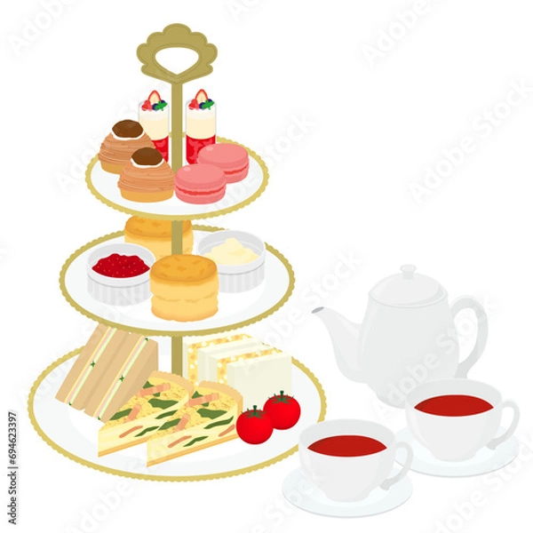 Obraz アフタヌーンティーのイラスト