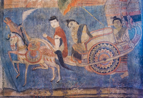 Obraz Ancient Thai Buddhist temple mural.
