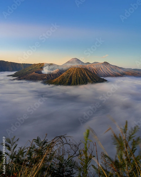 Fototapeta Mount Bromo is an active volcano and one of the most visited tourist attractions in East Java, Indonesia. Sunrise. Panorama Bromo
