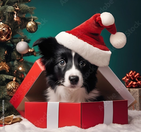 Obraz 犬の出てくるプレゼントボックス