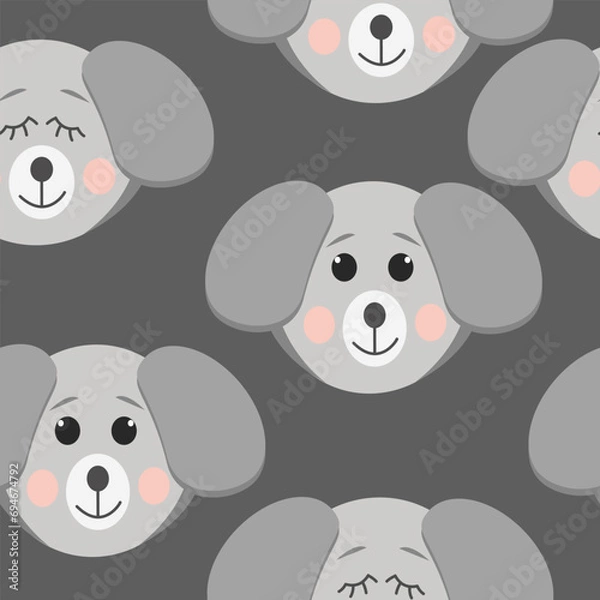 Fototapeta dog seamless pattern. cute animal in flat style.