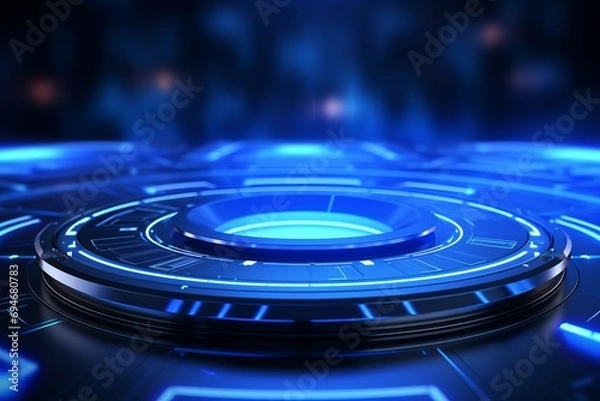 Fototapeta Blockchain Technology Modern Data Storage Network Blue Background.