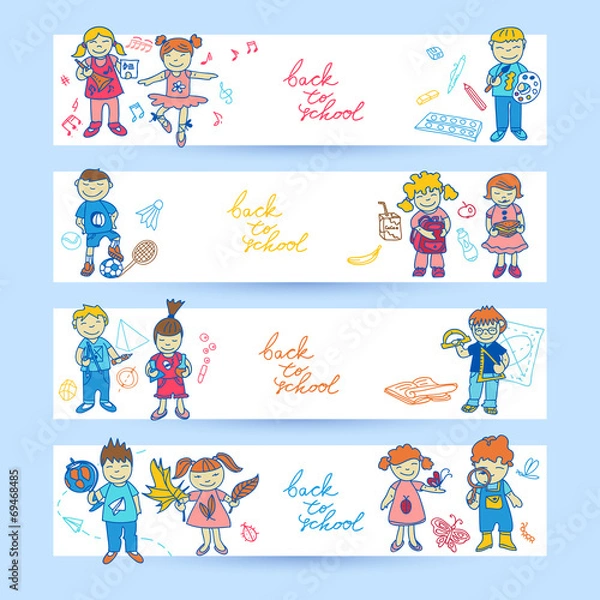 Fototapeta Set of banners with kids