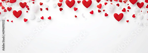 Fototapeta Empty valentine's day greeting card with copyspace on white background