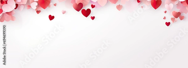 Fototapeta Empty valentine's day greeting card with copyspace on white background