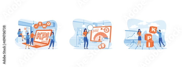 Fototapeta Kpi Data Report. Key performance indicator or KPI for business success. Key Performance Indicators KPI flat vector modern illustration 