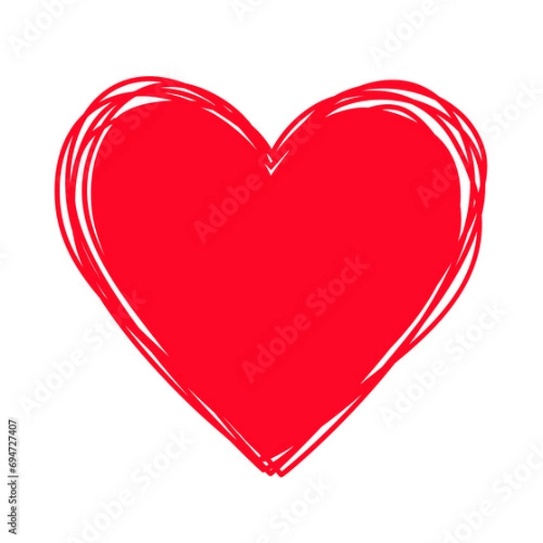 Fototapeta Heart shaped tangled grungy scribble hand drawn with thin line, divider shape. PNG isolated on transparent background