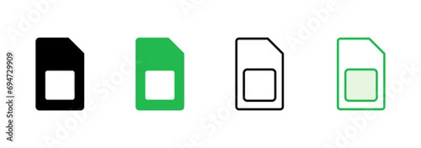 Fototapeta Sim card icon set. dual sim card icon vector