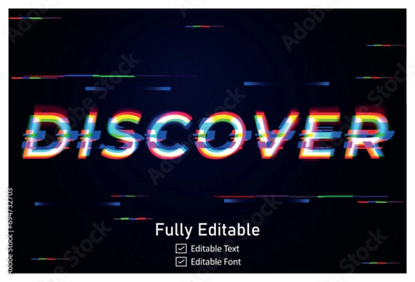 Obraz Realistic glitch text effect for video game text for editable cyber Monad vhs font