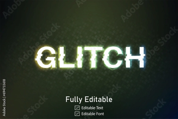 Fototapeta Realistic glitch text effect for video game text for editable cyber Monad vhs font
