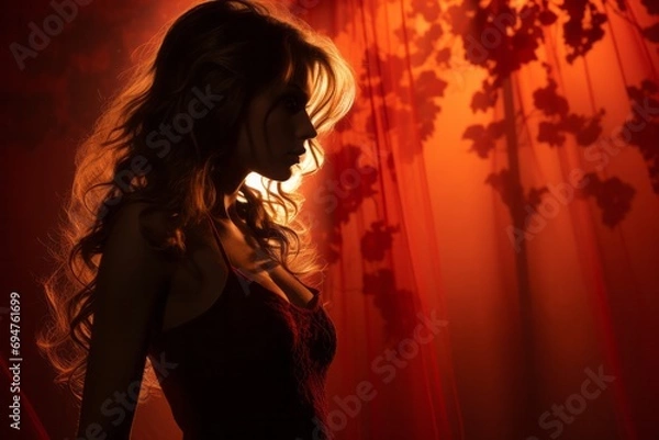 Fototapeta Hidden subject's silhouette with striking studio lighting, Generative AI