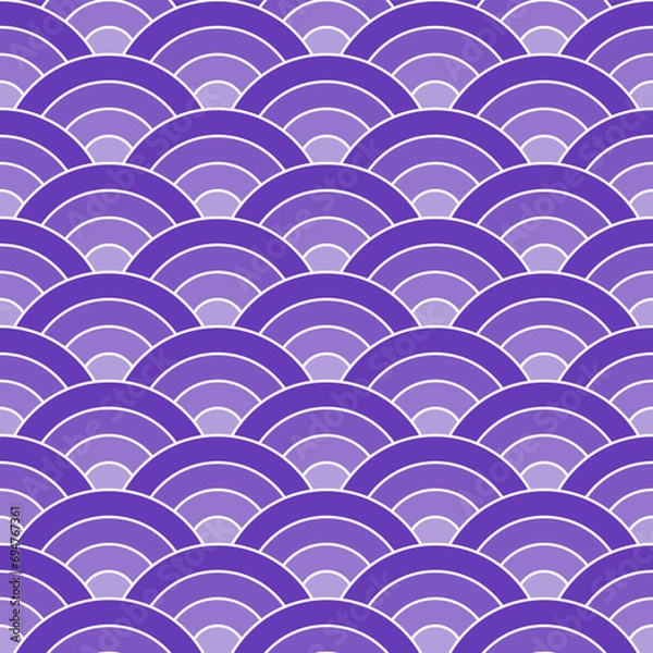 Fototapeta Purple shade of Japanese wave pattern background. Japanese seamless pattern vector. Waves background illustration. for clothing, wrapping paper, backdrop, background, gift card.