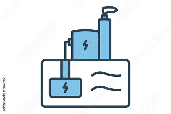 Fototapeta geothermal icon. icon related with energy and technological development . flat line icon style. Simple vector design editable