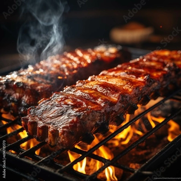 Obraz grilled meat on the grill