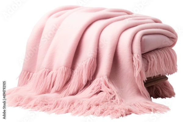 Fototapeta pink warm wool plaid blanket on transparent background, png file