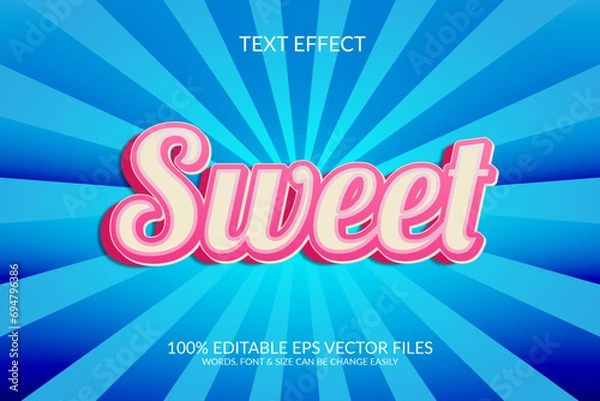 Fototapeta Modern fully editable vector eps sweet 3d text effect template design.