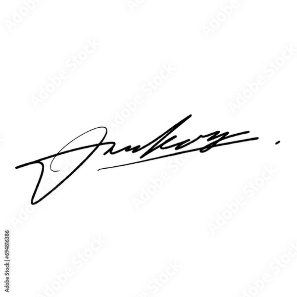 Fototapeta Letter I abstract signature idea for documents. Vector image with black writing and transparent background.
