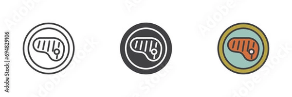 Obraz Beef steak plate different style icon set