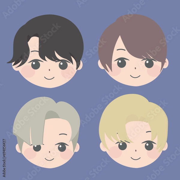 Obraz four different anime boy hair set2