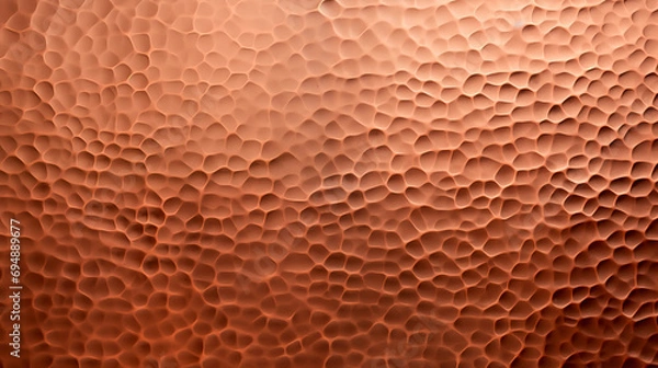 Fototapeta Hammered copper plate texture with a lustrous, dimpled surface.
