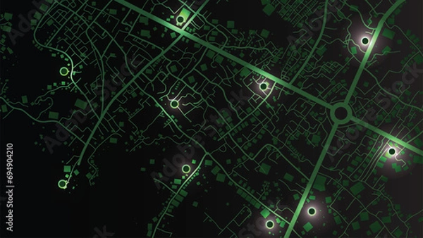 Fototapeta abstract background of route navigation location map with construction building