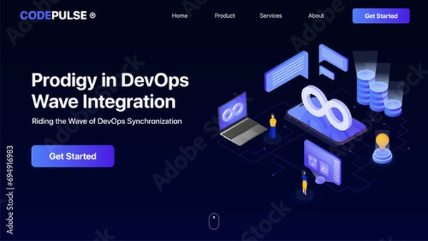 Obraz DevOps hero screen concept. DevOps illustration