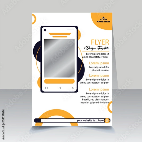 Obraz A4 flyer design template. Flyer Corporate Template Design, graphic elements, Template Design, abstract business flyer, layout.	
