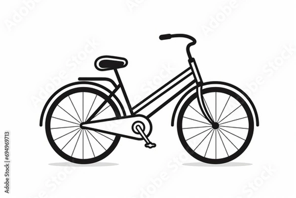 Fototapeta Black and white icon of a modern bicycle with no shadow