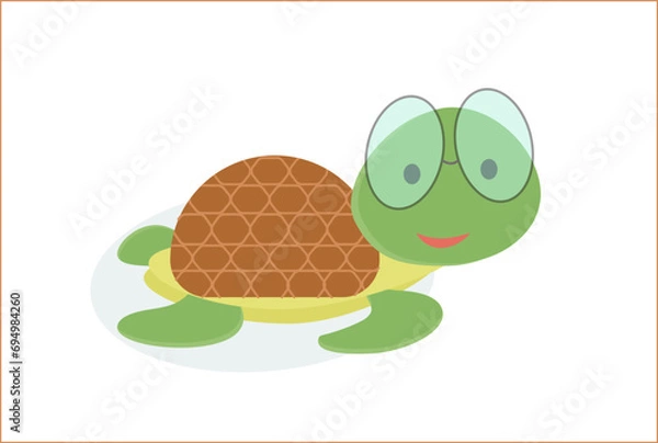 Fototapeta Turtle in glasses in flat design