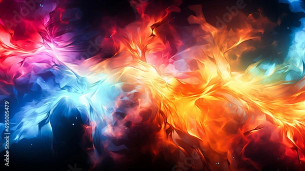 Fototapeta photo abstract flames exploding in multi colored ink and paint