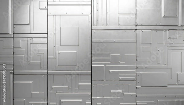 Obraz Metallic Silver Tile Texture Background Brutalist Wallpaper