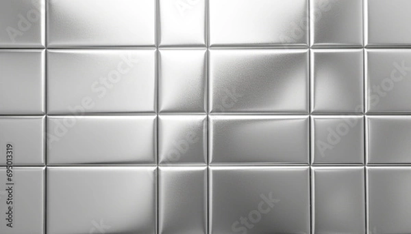 Obraz Metallic Silver Tile Texture Background Brutalist Wallpaper