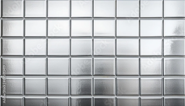 Obraz Metallic Silver Tile Texture Background Brutalist Wallpaper