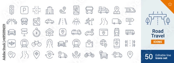 Obraz Road icons Pixel perfect. Address,transport , car, ....