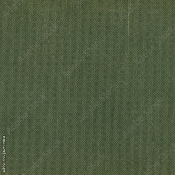 Fototapeta Natural dark olive green calico cotton fabric swatch, vertical pale rustic fiber pastel texture pattern, old aged scratched rough vintage book cover textile background, large detailed macro closeup