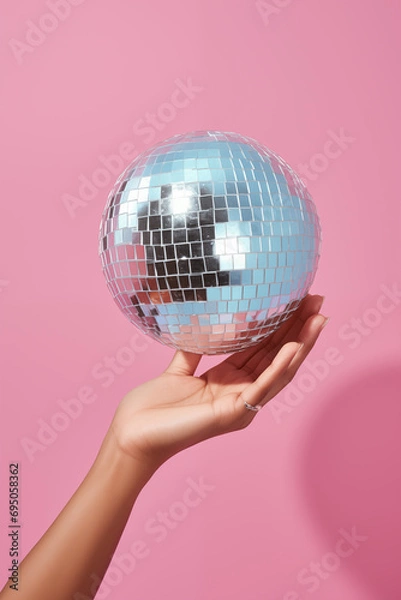 Obraz a person's hand holding a disco ball