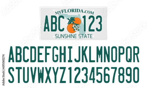 Fototapeta Florida License Plate Template with letters and numbers