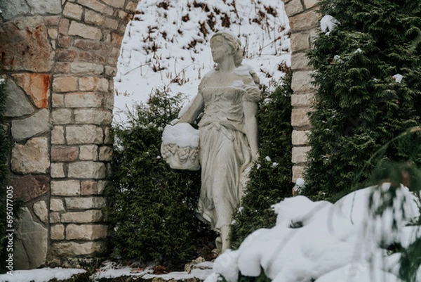 Obraz Winter Snowfall on Empty Botanical Architecture