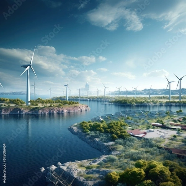 Obraz turbines in the river