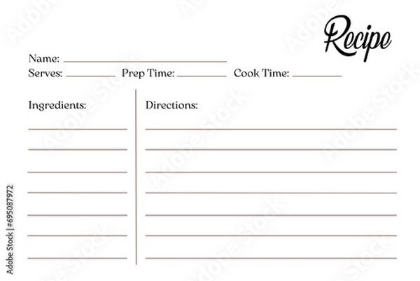 Obraz Blank Recipe Cards for Bridal Shower and Wedding, White blank paper greeting card