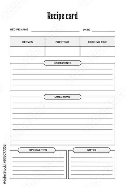 Obraz White Canvas for Culinary Creativity: Printable Recipe Book
