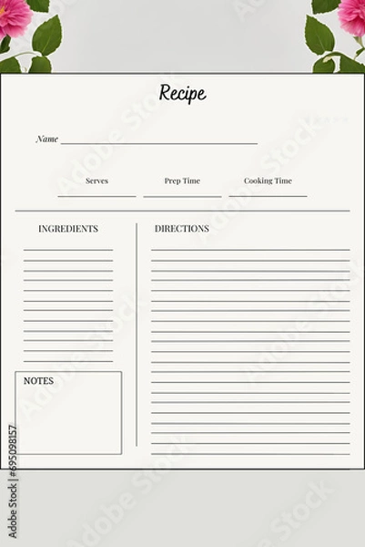 Obraz Rustic Romance: Blank Recipe Cards for Wedding Celebrations