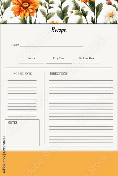 Obraz Modern Minimalist Blank Recipe Cards for Bridal Shower