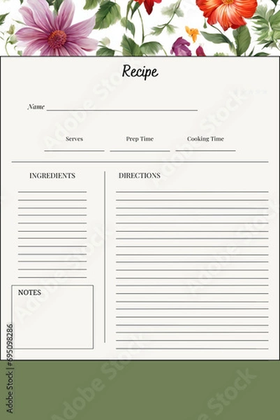 Obraz White blank paper blank recipe book printable template v7