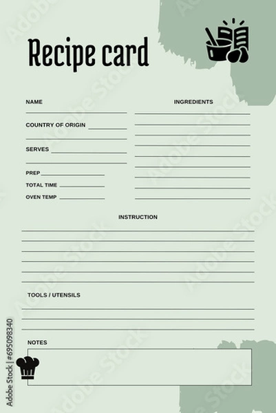 Obraz Blank Recipe Cards, White blank paper greeting card for Bridal Shower and Wedding, green background