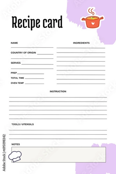 Obraz White blank paper blank recipe book printable template, v1