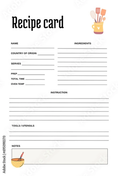 Obraz White blank paper blank recipe book printable template
