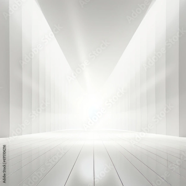 Obraz abstract background, white space with wall, white light,