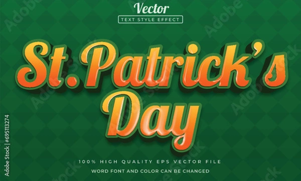 Obraz St patrick day text editable 3d style effect