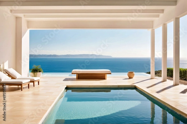 Fototapeta A Swimming Pool With a View of the Ocean